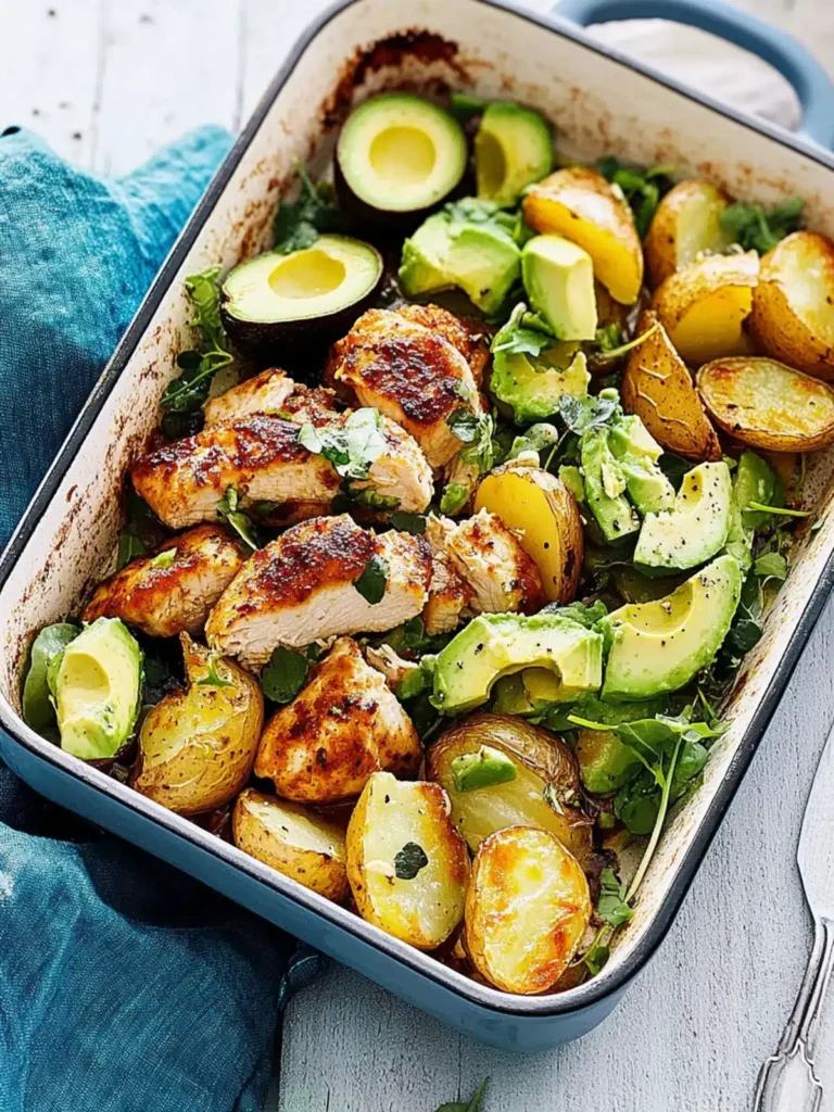 Chicken Avocado and Crunchy Potato Tray Bake for Busy Nights